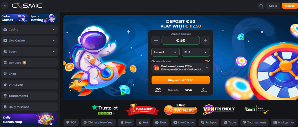 Cosmicslot Casino screenshot